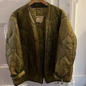 Military Liner Quilted Jacket - Khaki Green